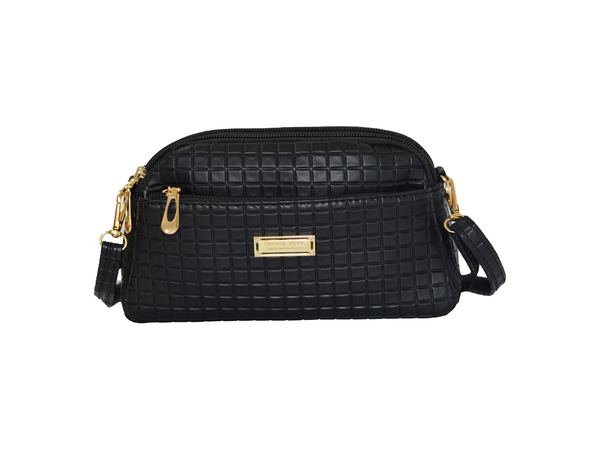 3 ZIPPER SOFT CROSSBODY BAG BLACK