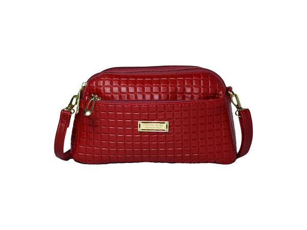 3 ZIPPER SOFT CROSSBODY BAG RED