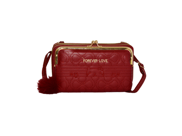 TWIN ZIPPER CROSSBODY BAG RED