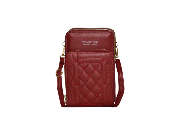 TRIPLE ZIPPER SLING CROSS BODY BAG RED