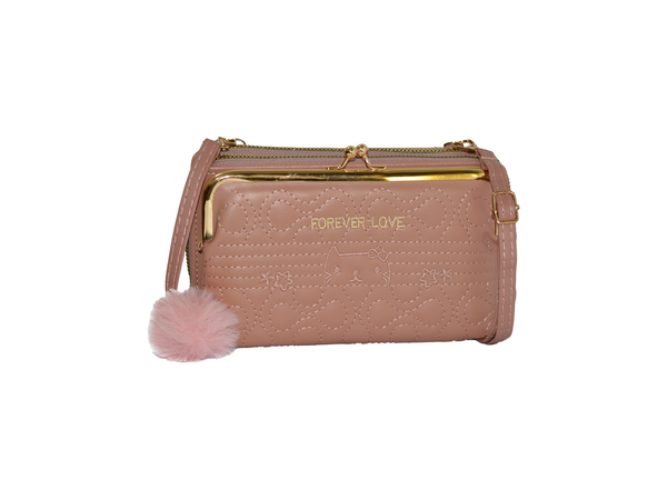 TWIN ZIPPER CROSSBODY BAG PEACH