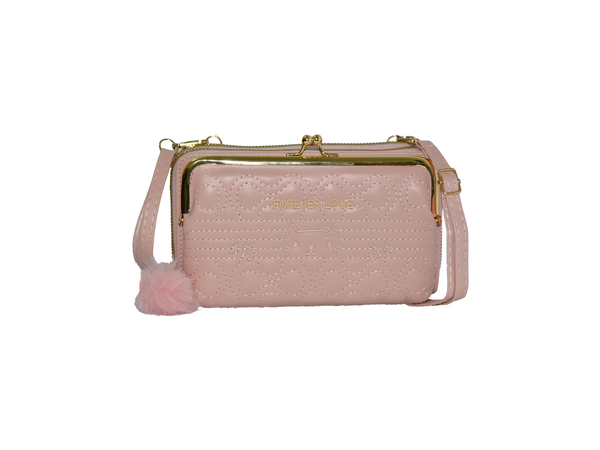 TWIN ZIPPER CROSSBODY BAG PINK